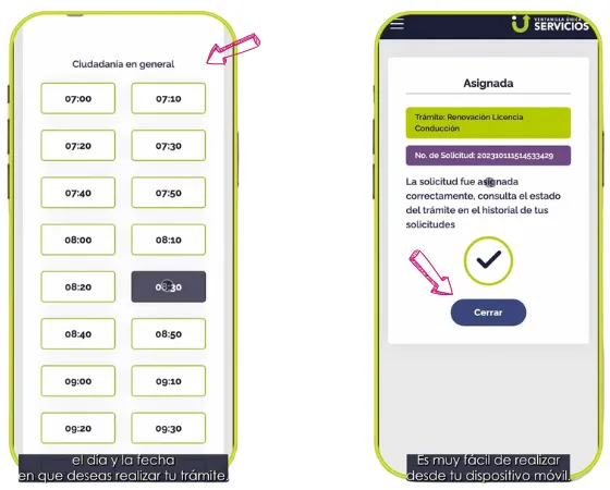 Establecer hora y hacer clic en 'Cerrar'